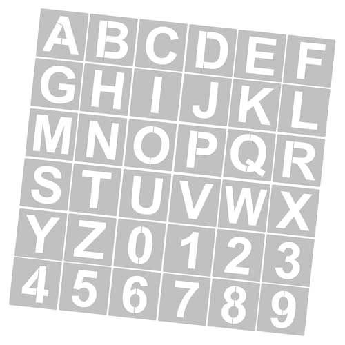62pcs 5 Zoll Buchstabennummer Schablonen Wiederverwendbare Waschbare Alphabetvorlagen für Wohnkultur (36pcs & 5 Zoll) von Eacam