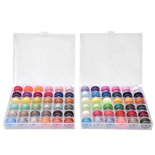 72 Farben Spulengewinde, Transparente Hochwertige Nähmaschinenzubehör, Geeignet für -Nähen mit 2 -pcs -Kunststoffbox, für die Meisten Nähmaschinen (72 Farbspulendraht 2 Box) von Eacam