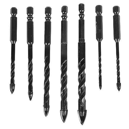 7pcs Mauerwerk Drill Bit Set, Hohe Härte -Legierung Cross -Bohrer mit Aufbewahrungsbox, für Mauerwerk, Beton, Metall von Eacam