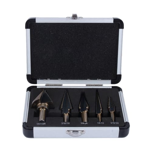 Eacam HSS Steel Step Drill Bit, Beschichtet, Ti Groove -Design, 5pcs -Set -Hülle für Elektrische Bohrer Eacam HSS Steel Step Drill Bit, Beschichtet, Ti Groove -Design, 5pcs -Set -Hülle für Elektrische Bohrer von Eacam