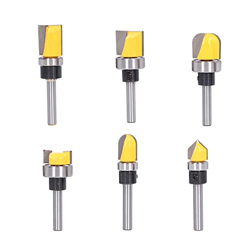 Flush -Trimmbit, 6pcs 6mm Schaftmuster -Router mit Wolframkarbidklinge, Wölbendem, Langlebig, für Handgefertigte Schubladen und Holzarbeiten Flush -Trimmbit, 6pcs 6mm Schaftmuster -Router mit Wolframkarbidklinge, Wölbendem, Langlebig, für Handgefertigte Schubladen und Holzarbeiten von Eacam