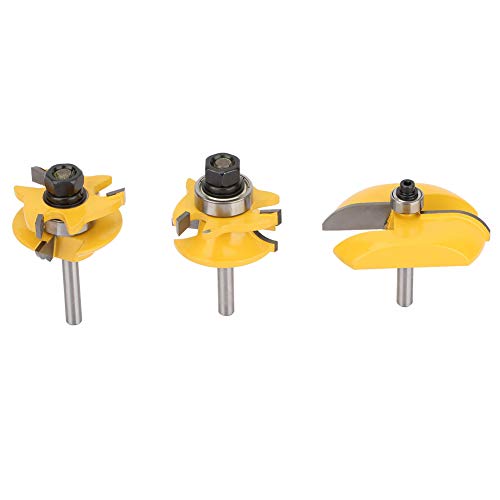 Hartmetall-Router-Bit, Beständig, Scharfe Kante, 3 Stück Set 1/4in Schaft Holzbearbeitungs-Rahmen Türschiene & Stile Cove Hochgezosener Panel-Router-Bit für Elektrische Holz von Eacam