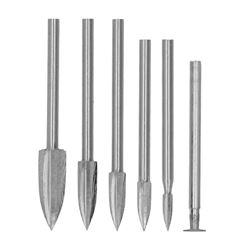 Holzbearbeitungsschnitzböde Hochgeschwindigkeit Stahl 3 Flöte -Gravur -Kit Holzschnitzwerkzeuge für -Projekte (5pcs 3 Flötenbits, Schleifen und Chuck) von Eacam