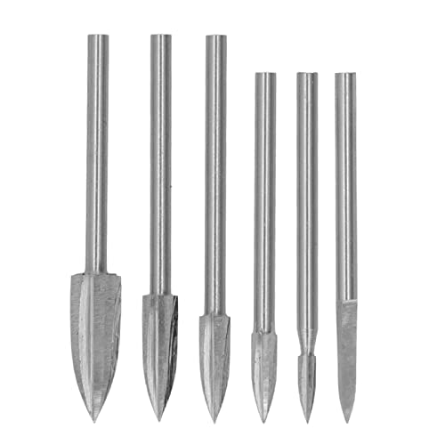 Holzbearbeitungsschnitzböde Hochgeschwindigkeit Stahl 3 Flöte -Gravur -Kit Holzschnitzwerkzeuge für -Projekte (5pcs 3 Flötenbits, Schwertbit und Chuck) von Eacam