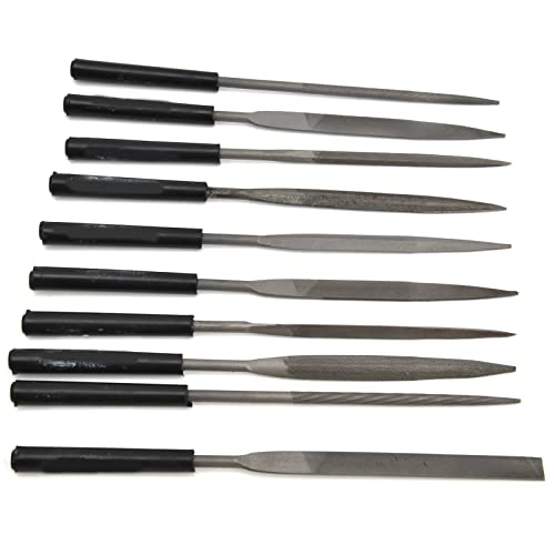 Nadeldatei -Set, Diamantkörnerdateien mit Titanbeschichtung, Gummihandel ohne Schlupf, Verschiedene Formen Zum Glätten von Metallmodulen (4 * 160 mm) von Eacam