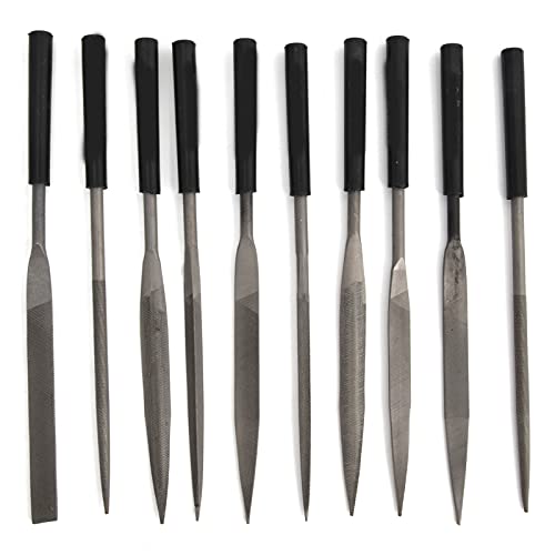 Nadeldatei -Set, Diamantkörnerdateien mit Titanbeschichtung, Gummihandel ohne Schlupf, Verschiedene Formen Zum Glätten von Metallmodulen (5 * 180 mm) von Eacam
