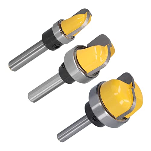 Rundes Nasenbit, Box Router Bit, Schüssel -Tablett -Schablonen -Schüssel -Schnitzschneider mit Lager 1/4 -Zoll -Schaft für CNC, Desktop -Router (1-1/8 Zoll + 3/4 Zoll + 1/2 Zoll) von Eacam