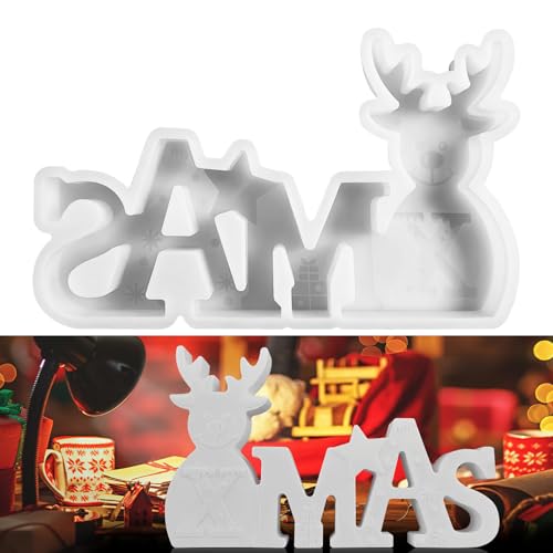 Silikonform Weihnachten,Silikonformen Gießformen Kerzenhalter, 3D Silikonformen Gießformen, Wichtel Gießformen,Weihnachten Silikonform für Sojawachs Kerzen, Seife, Gips, Handwerk (1*Elch) von EagerMinds