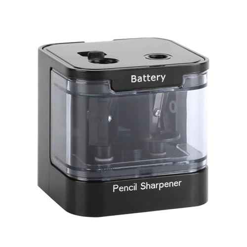 Eagle Dual Holes Battery Operated Pencil Sharpener, Dual Blades, AA Batteries,suitable for Pencils of Size 6-8mm and 9-12mm,for School,Office and Home (Black) von Eagle