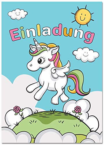 12 Einhorn-Einladungskarten für Kindergeburtstag / Einladungen für Mädchen im Set für die Unicorn-Geburtstags-Party (12 Einladungen) von Eashion