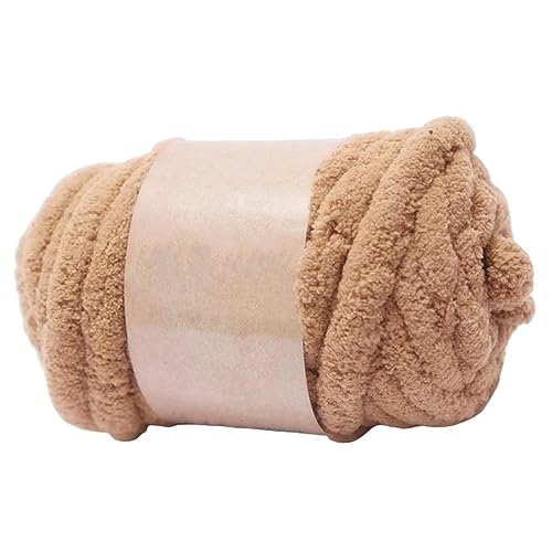 250g Chenille Chunky Garn Grobgarn Deckengarn Armstrickgarn Jumbo Schlauchgarn sperriges Garn Flauschiges Jumbogarn für Armstricken, Decken Überwürfe, Kissen (Khaki) von Easnea