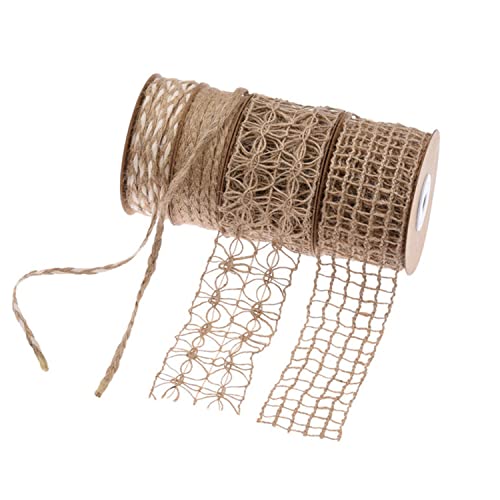 4 Rollen Jutebänder und Jute-Zopfseil, Spitzen-Bastelband, Juteband, Stoffband für Basteln, Verpacken, Geschenke, Party, Urlaub und rustikale Hochzeitsdekorationen 4 Rollen Jutebänder und Jute-Zopfseil, Spitzen-Bastelband, Juteband, Stoffband für Basteln, Verpacken, Geschenke, Party, Urlaub und rustikale Hochzeitsdekorationen von Easnea
