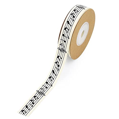 Baumwollband mit Musiknoten, 10 m, Baumwollband, Musiknoten, Stoffband, Geschenkband, Bastelband, für Party-Dekoration, Geschenkverpackung, Nähen von Easnea