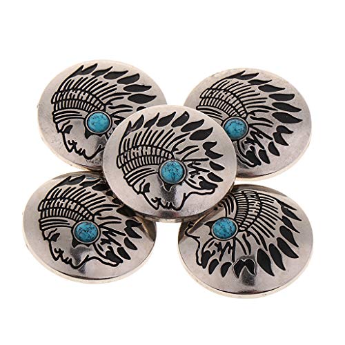 Concho-Knöpfe, Vintage-Design, zum Schrauben, 30 mm, Türkis, für Kleidung, Jacken, Jeans, Leder, Blau, 5 Stück Concho-Knöpfe, Vintage-Design, zum Schrauben, 30 mm, Türkis, für Kleidung, Jacken, Jeans, Leder, Blau, 5 Stück von Easnea