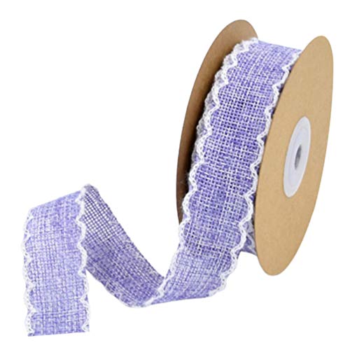 Easnea 1 Rolle 9,1 Meter Leinenband Juteband Stoffband DIY Spitzenband für DIY Handwerk Geschenkverpackungen Blumenarrangement Hochzeitsdekoration lila von Easnea
