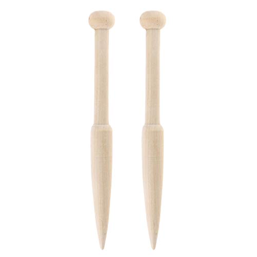 Easnea 2 Stück DIY Handwerk Weben Werkzeug Gewebt Pullover Schal Tapisserie Spulen Buchenholz Stick Einzelkopf Solide Eukalyptus Wolle Kurze Stange von Easnea