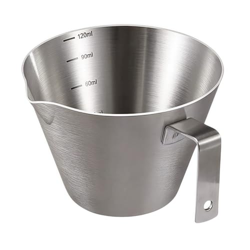 Espressotassen aus Edelstahl, Espressomessbecher, Milchausgießbecher, V-förmiger Mund Kaffeetasse Espresso Shots Tasse mit Griff Kaffeebohnen Dosierbecher Barista Kaffeezubehör (Silber, L) von Easnea