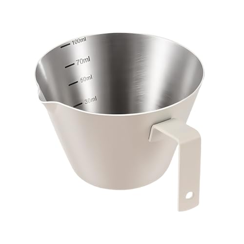 Espressotassen aus Edelstahl, Espressomessbecher, Milchgießbecher, V-förmiger Mund Kaffeetasse Espresso Shots Tasse mit Griff Kaffeebohnen Dosierbecher Barista Kaffeezubehör (Beige, S) von Easnea
