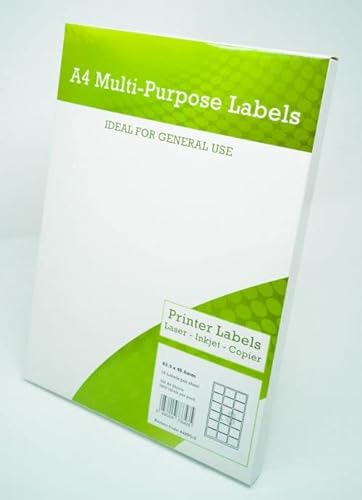 Mehrzweck-Etiketten, DIN A4, 18 Stück pro Blatt, 63,5 x 46,6 mm, Weiß, 100 Stück von Eason Bros