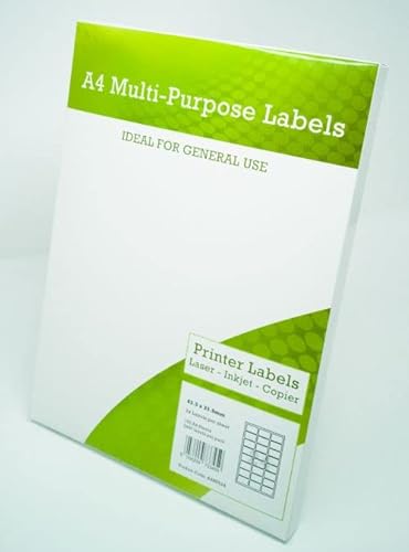 Mehrzweck-Etiketten, DIN A4, 24 Stück pro Blatt, 63,5 x 33,9 mm, Weiß, 100 Stück von Eason Bros