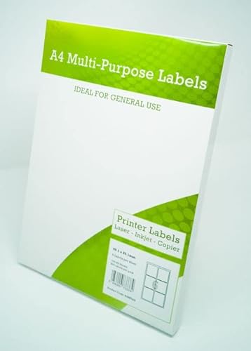 Mehrzweck-Etiketten, DIN A4, 6 Stück pro Blatt, 99,1 x 93,1 mm, Weiß, 100 Stück von Eason Bros
