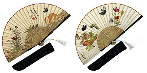 2 Stück Seide-Fächer Handfächer mit Geschenktasche Bambus Fächer Schmetterling und Katze 2 Stück Seide-Fächer Handfächer mit Geschenktasche Bambus Fächer Schmetterling und Katze von Eastern Wind