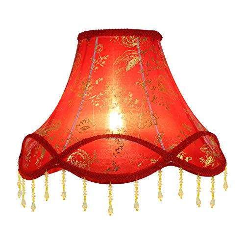 Eastlion 11.8" Retro Palace Anhänger Handgefertigte Anhänger E14/E27 Lampenschirm für Tischleuchten,Stehleuchten,Wandleuchten,12x30x23cm Rot von Eastlion
