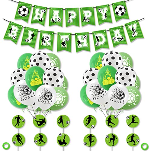 Fußball-Party-Dekorationen | Fußball-Partydekorationen,Sport-Geburtstagsdekorationen, einschließlich Banner, Fußballballons, Kuchendeckel Eastuy von Eastuy