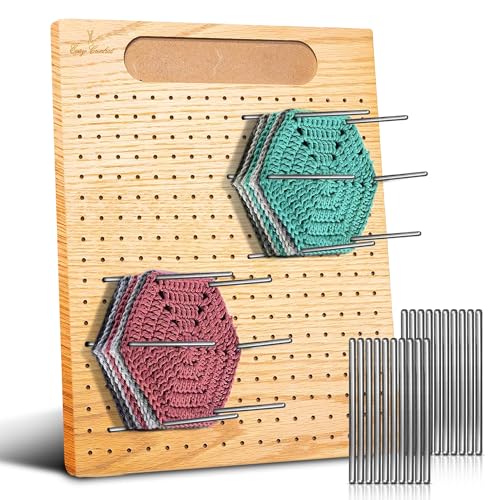 Easy Crochet Blockierbretter für Strick- und Häkelprojekte - Holzblockiermatte zum Stricken mit 20 Edelstahlnadeln - 27,9 x 22,9 cm von Easy Crochet
