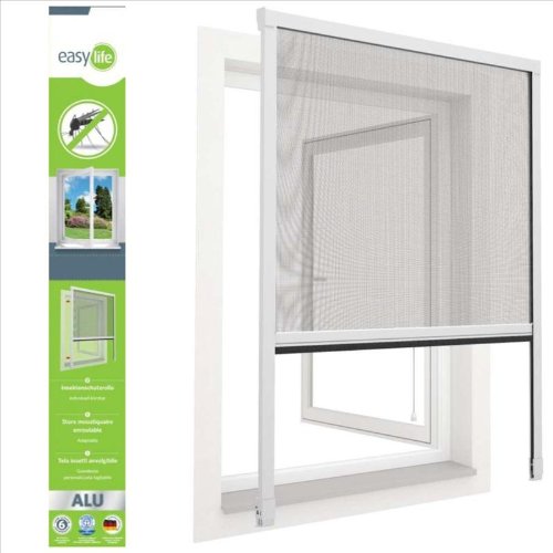 Insektenschutz ALU Rollo für Fenster 100 x 160 cm zum klemmen Weiss von Easy Life