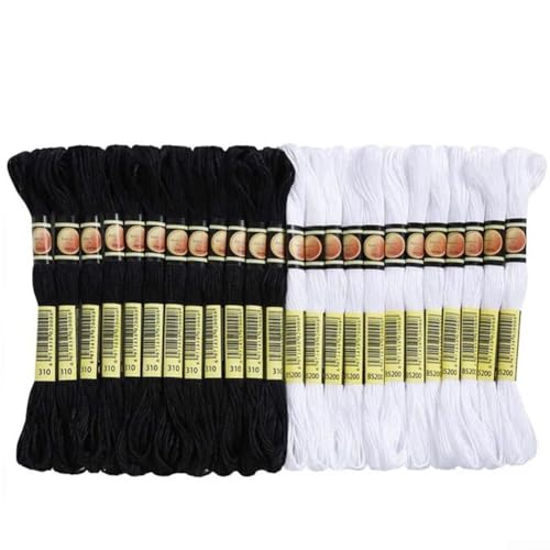 12 oder 24 Stück DIY-Stickgarn, schwarz und weiß, für einzigartige Heimdekorationsprojekte (12 weiß + 12 schwarz) von EasyByMall