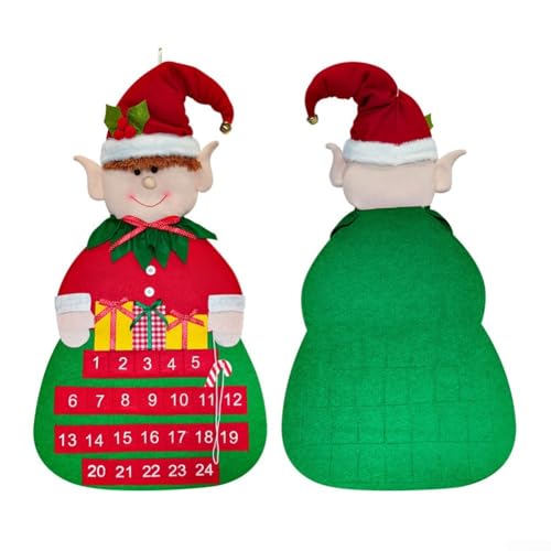 Bunter Filz Weihnachtsbaum Adventskalender mit Weihnachtsmann, eine entzückende Ergänzung zu festlicher Dekoration (B) von EasyByMall