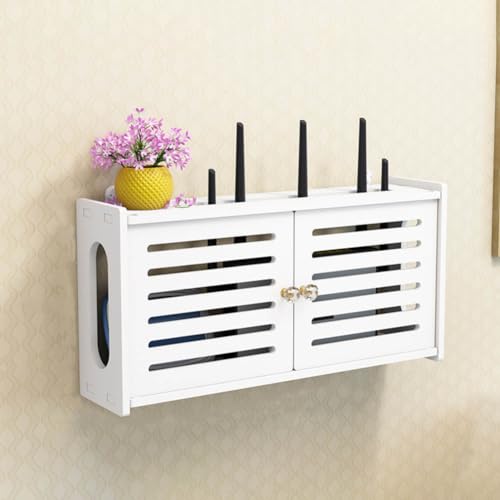 EasyByMall 1 x WiFi-Router-Aufbewahrungsbox, wandmontierte Aufbewahrung, kabelloses Router-Regal, Wandmontage, Dekoration für Wohnzimmer, Heimbüro (F) von EasyByMall