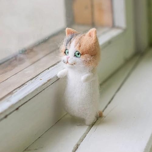 EasyByMall DIY Katze Wollfilz Bastelset ideal für Kinder, um Kreativität mit Nadelfilz zu entdecken (| Die |) von EasyByMall