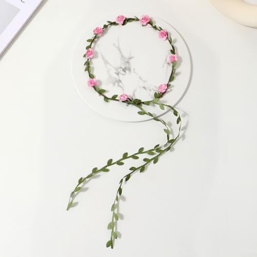 EasyByMall Strahlende Blumenkrone mit bunten Blüten, ideal für Geburtstage, Partys und mehr, Pfirsichrosa, Größe 18 von EasyByMall