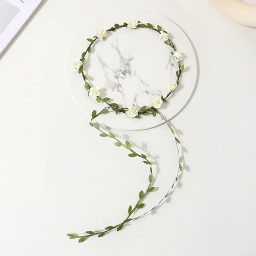 EasyByMall Strahlende Blumenkrone mit bunten Blüten, ideal für Geburtstage, Partys und mehr (Weiß, 1) von EasyByMall