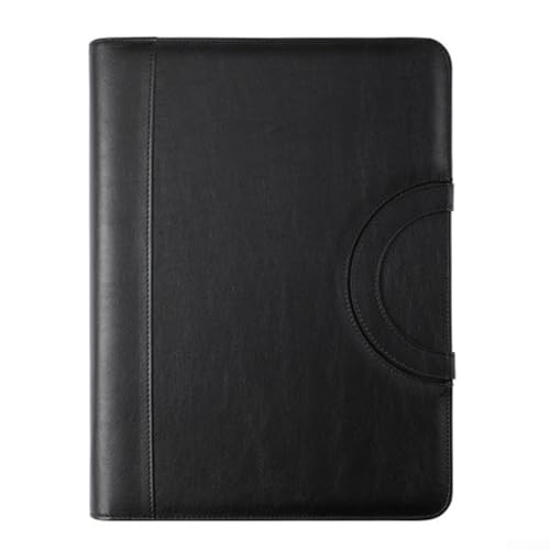 Praktische Konferenzmappe aus Leder für A4-Dokumente, inklusive Telefonhalter und Ringbuch-Klemmbrett (schwarz) von EasyByMall