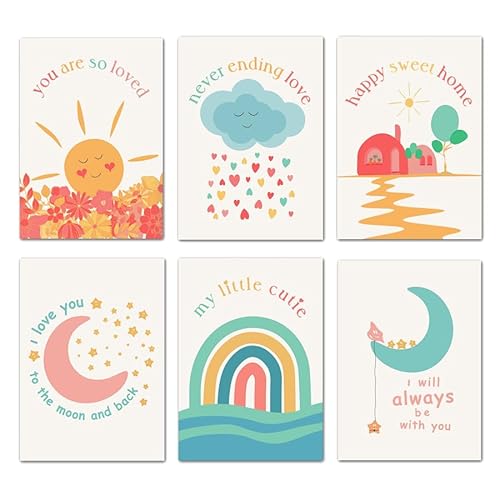 EasyLife Kinderzimmer ABC Lernposter, Cartoon Regenbogen Bild, Babyzimmer Dekoration Poster, rahmenloses Bild (21x30cm, A4) set3 von EasyLifeStore