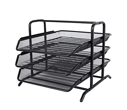 EasyPAG 3 Fächer A4 Metall Büro Schreibtisch Organizer Dokumentenhalter Aktenablage Zeitschriftenhalter Briefablage Papier Magazin Organisator,Schwarz von EasyPAG