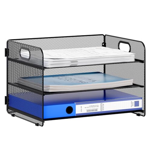 EasyPAG 3 Fächer A4 Metall Büro Schreibtisch Organizer Dokumentenhalter Aktenablage Zeitschriftenhalter Briefablage Papier Magazin Organisator,Schwarz von EasyPAG