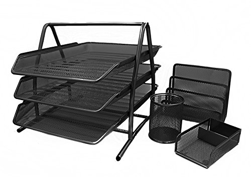 EasyPAG Metall Büro Schreibtisch Organizer 4er-Set, 3 Fächer A4 Dokumentenhalter Aktenablage Zeitschriftenhalter Briefablage Papier Organisator, Stiftköcher, Haftnotizenhalter, Briefständer,Schwarz EasyPAG Metall Büro Schreibtisch Organizer 4er-Set, 3 Fächer A4 Dokumentenhalter Aktenablage Zeitschriftenhalter Briefablage Papier Organisator, Stiftköcher, Haftnotizenhalter, Briefständer,Schwarz von EasyPAG