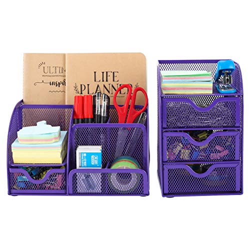EasyPAG Schreibtisch-Organizer aus Netzstoff, 2-teilig, vielseitiger Schreibtisch-Organizer und 3-stöckige kleine Schublade, Violett EasyPAG Schreibtisch-Organizer aus Netzstoff, 2-teilig, vielseitiger Schreibtisch-Organizer und 3-stöckige kleine Schublade, Violett von EasyPAG