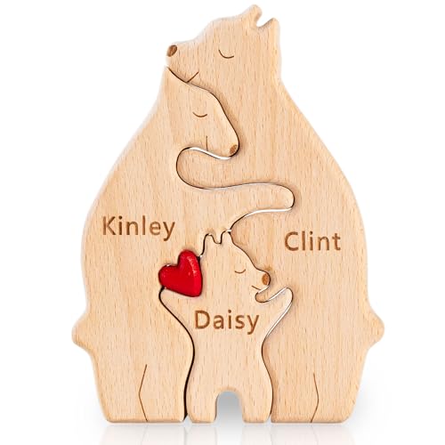 Easycosy personalisiertes Holzkpuzzle der Bärenfamilie mit 2-7 Namen| liebevolle Familien Geschenke für Mama, Papa zum Muttertag Vatertag| Holz Bär Skulpturen als Desktop Ornament, Tischdekoration Easycosy personalisiertes Holzkpuzzle der Bärenfamilie mit 2-7 Namen| liebevolle Familien Geschenke für Mama, Papa zum Muttertag Vatertag| Holz Bär Skulpturen als Desktop Ornament, Tischdekoration von Easycosy