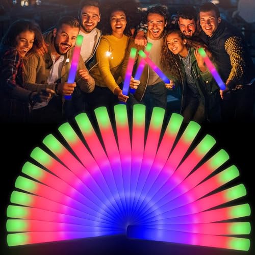 Easymaidi LED-Schaumstoff-Leuchtstäbe, Schaumstoff-Leuchtstäbe, Großpackung mit 3 Modi, blinkend, leuchtet im Dunkeln, Partyzubehör für Hochzeiten, Weihnachten, Festival, Geburtstag (102 Stück) von Easymaidi