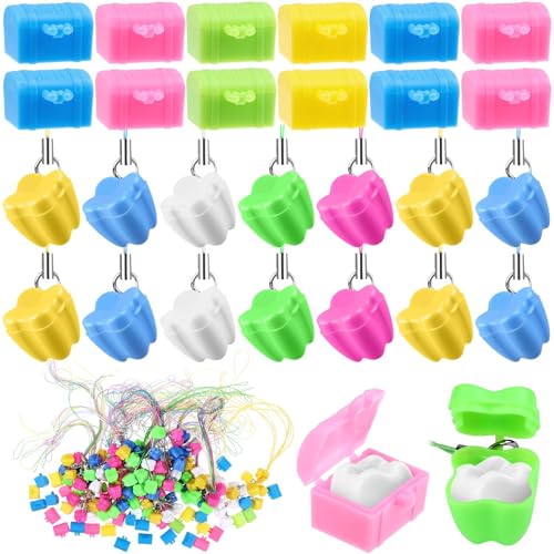200 Stück Zahnschoner-Halsketten, Zahnhalter, Zahnhalskette, kleine Box, bunte Zahnschoner, Milchzahn-Aufbewahrungskoffer, Zahnfeen-Tasche, Zahnbox, 100 Stück Zahnformen und 100 Stück Schatzbox-Formen 200 Stück Zahnschoner-Halsketten, Zahnhalter, Zahnhalskette, kleine Box, bunte Zahnschoner, Milchzahn-Aufbewahrungskoffer, Zahnfeen-Tasche, Zahnbox, 100 Stück Zahnformen und 100 Stück Schatzbox-Formen von Easywiny