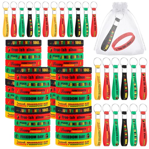 Easywiny 180 Stück Juneteenth Geschenke Bulk 60 Juneteenth Silikon Schlüsselanhänger 60 Silikon Armbänder 60 Organza Beutel American African Festival Party Supplies für Freedom Day Festival Feier Easywiny 180 Stück Juneteenth Geschenke Bulk 60 Juneteenth Silikon Schlüsselanhänger 60 Silikon Armbänder 60 Organza Beutel American African Festival Party Supplies für Freedom Day Festival Feier von Easywiny