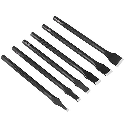 Eatbuy 6-teiliges Metall-Leder-Stanzer-Set – Professionelle Chrom-Vanadium-Stahl-Bastelwerkzeuge mit 3/5/6/8/10/12 mm geraden Stanzern (112 mm robuster Schaft) für Lederhandwerk, DIY-Projekte und von Eatbuy