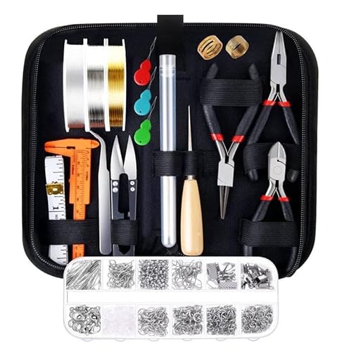 EatingBiting Schmuckherstellungszubehör-Set mit Schmuckdrähten und Schmuckstücken, Starter-Set zur Perlenherstellung und Reparatur von EatingBiting