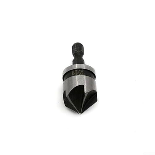 82-Grad-Senkerbohrer, 5-Nut-Fasenschneider für Holz und Weichmetall, mit 1/4-Zoll-Sechskantschaft, Karbonstahl (19 mm) von Eawfgtuw