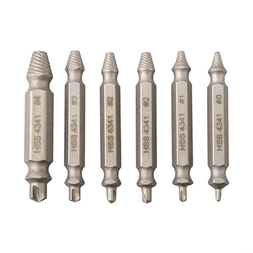 Bohrer-Bits zum Entfernen von gebrochenen Schrauben, einfaches Herausziehen, Bolzen, Umkehrwerkzeug-Set, Hochgeschwindigkeitsstahl für abisolierte Schrauben, Hausbesitzer, Mechaniker, 6 Stück von Eawfgtuw